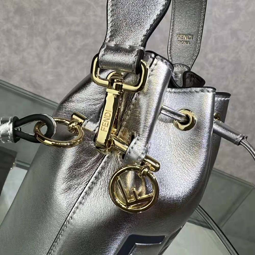 Fendi Women Mon Tresor Silver Laminated Leather Mini Bag - image 7