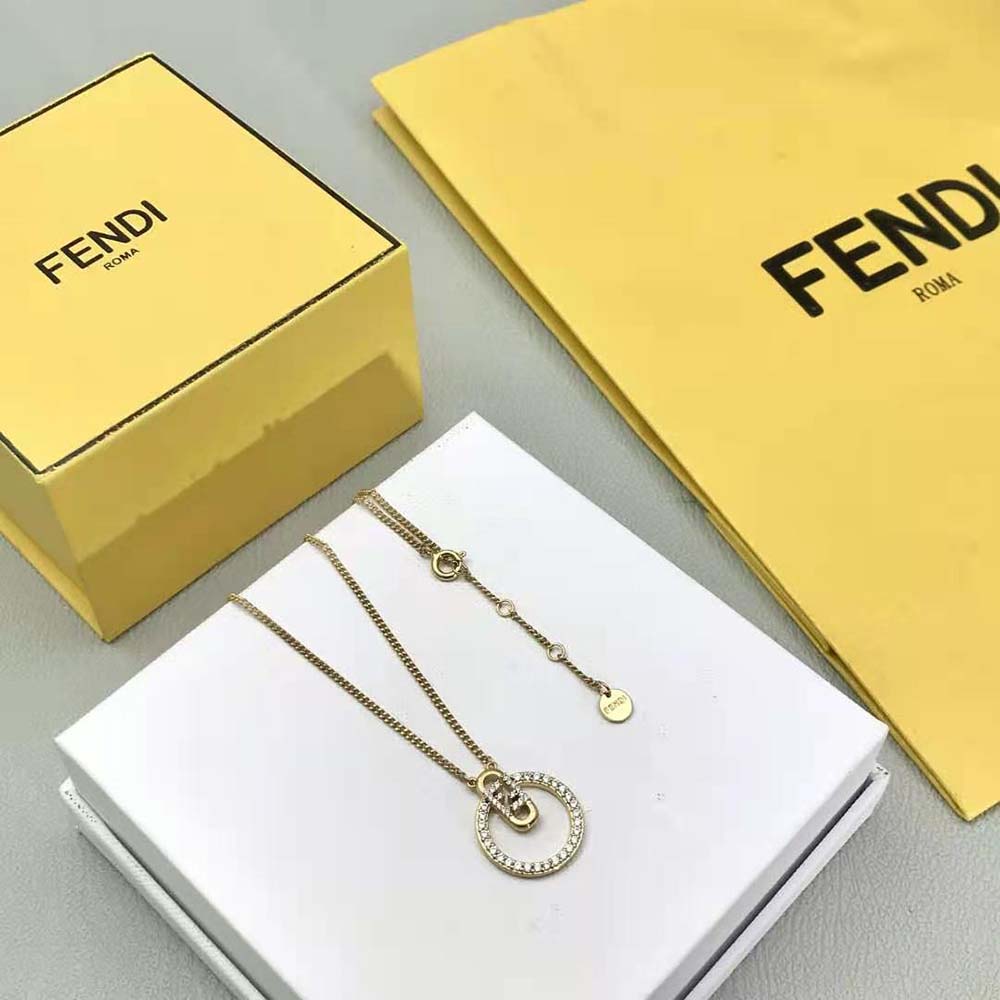 Side view of Fendi Women O Lock Necklace Gold-Colored chain and clasp