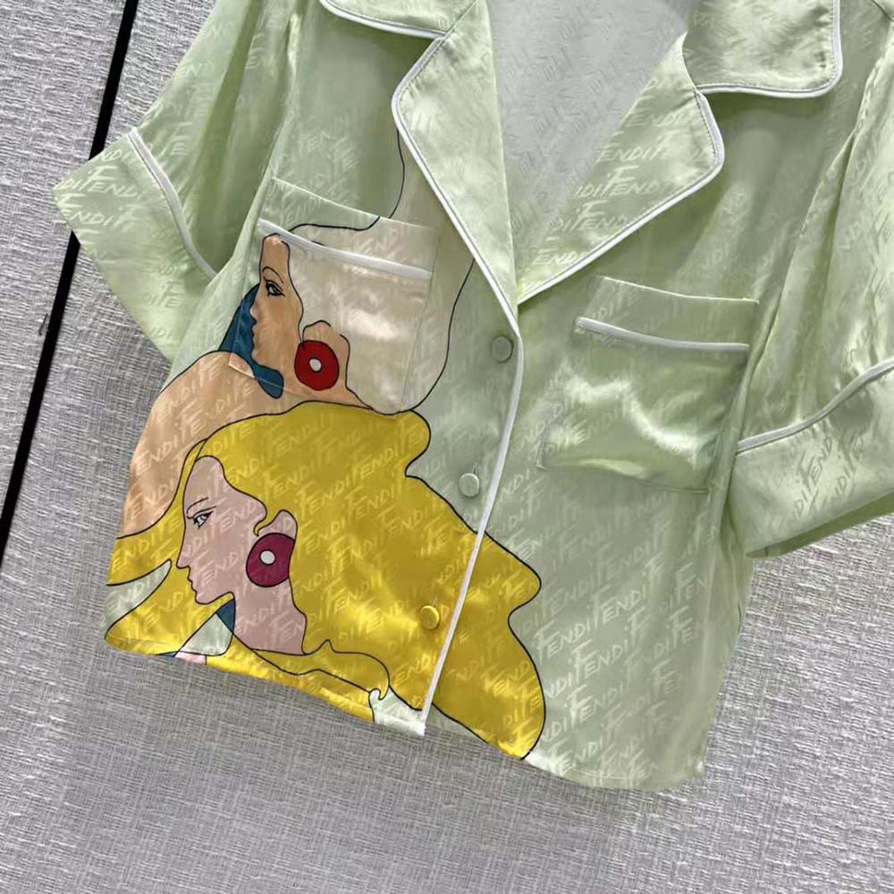 Fendi Women Pajama Set Multicolor Silk Pajama Set-Lime - image 6