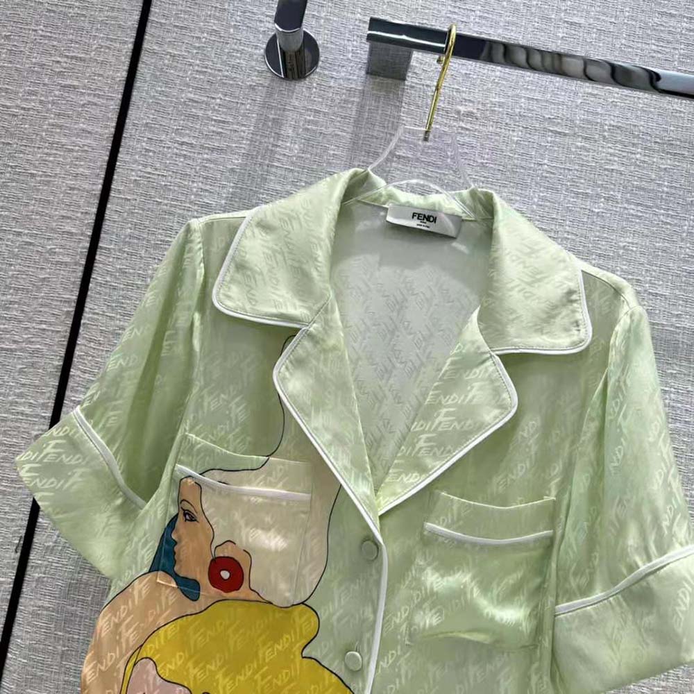 Fendi Women Pajama Set Multicolor Silk Pajama Set-Lime - image 5