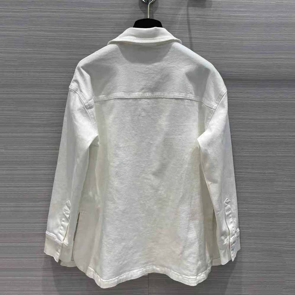 Fendi Women Single-breasted Go-To White Denim Go-To Jacket - image 4