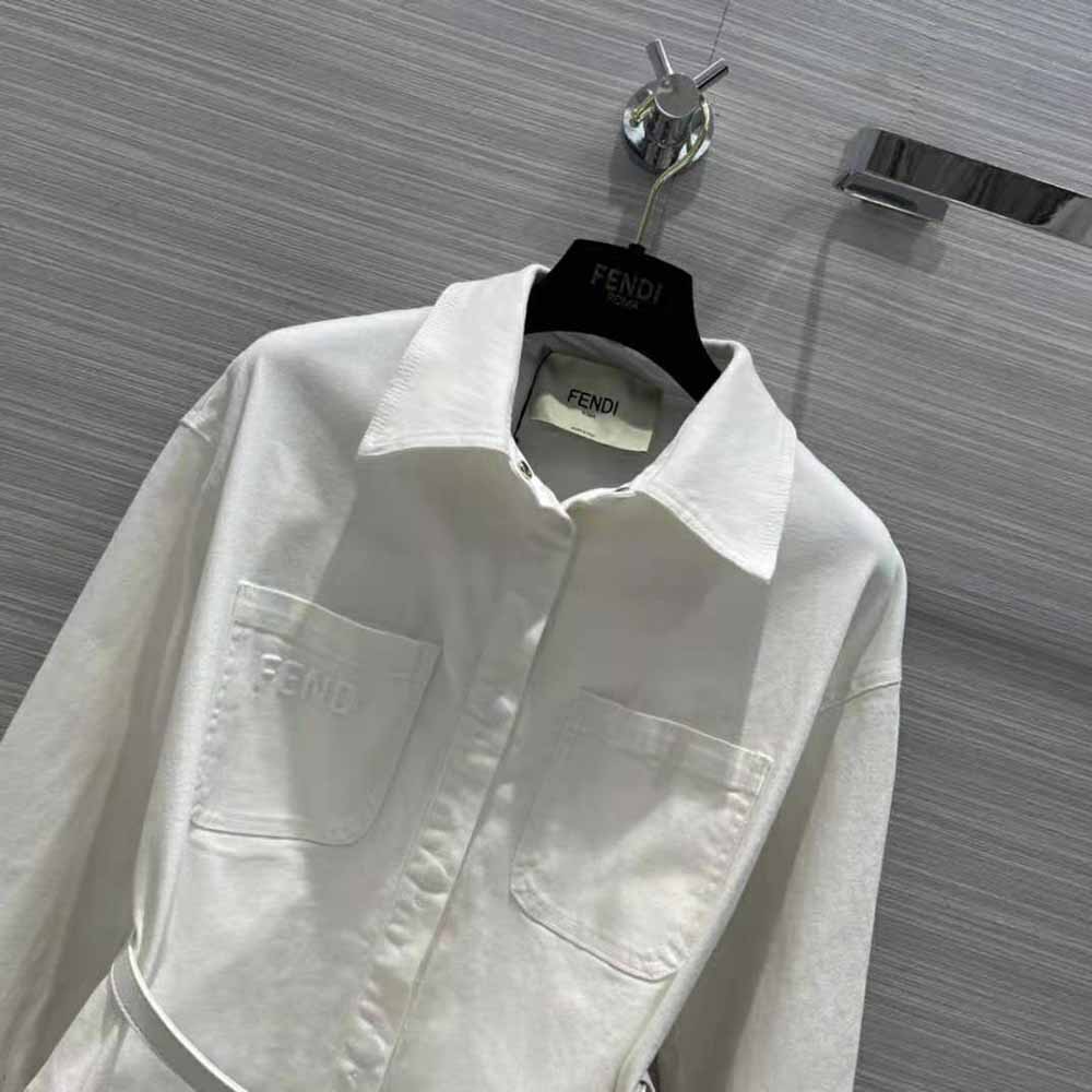 Fendi Women Single-breasted Go-To White Denim Go-To Jacket - image 6