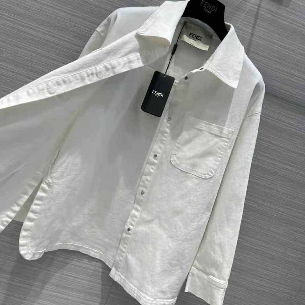 Fendi Women Single-breasted Go-To White Denim Go-To Jacket - image 5