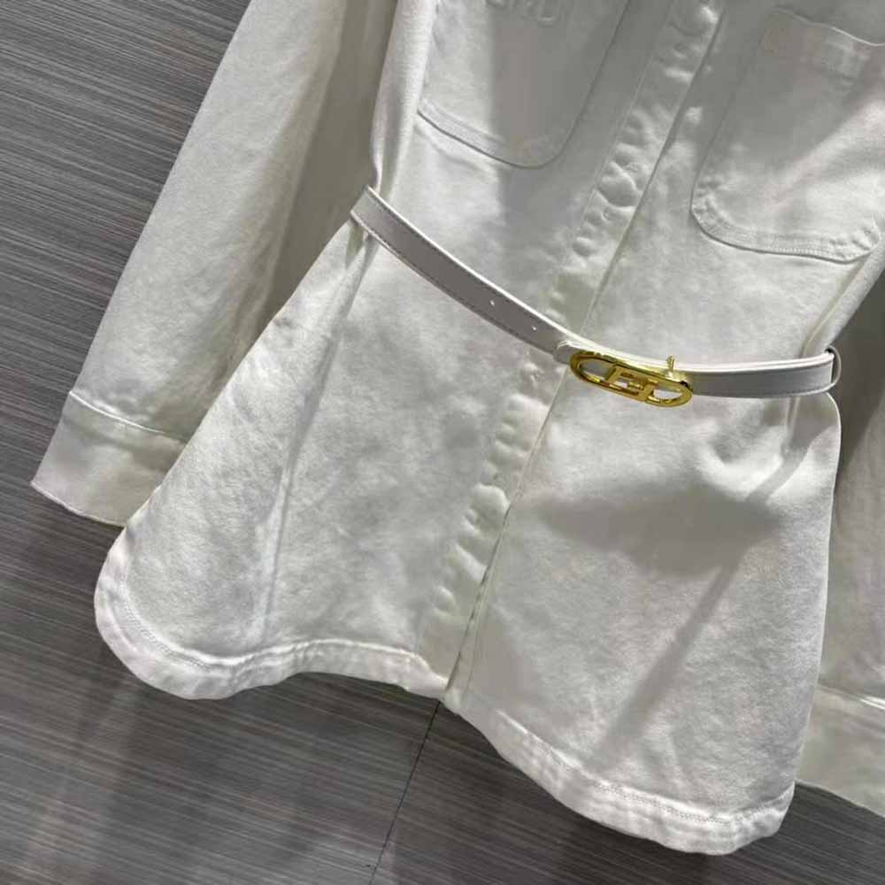 Fendi Women Single-breasted Go-To White Denim Go-To Jacket - image 8