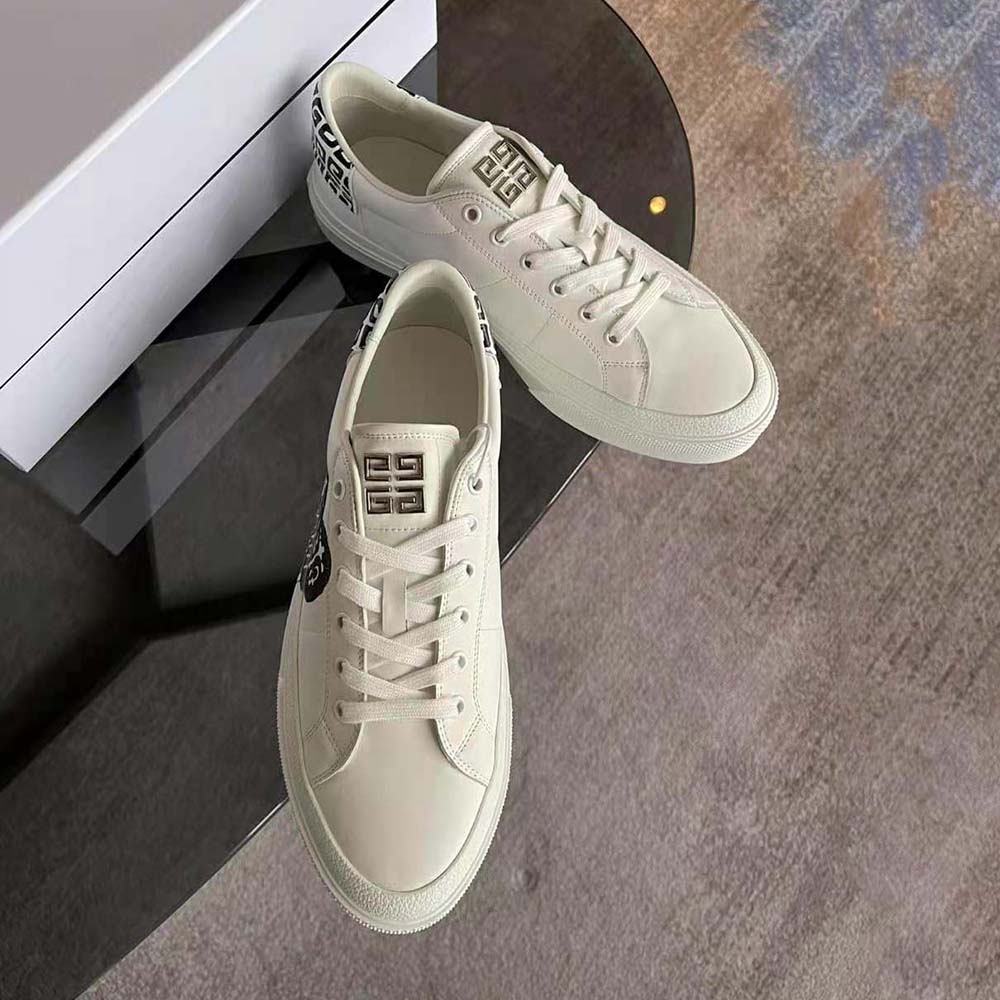 Givenchy Unisex Sneakers in Leather with Tag Effect 4G Print-White - image 4