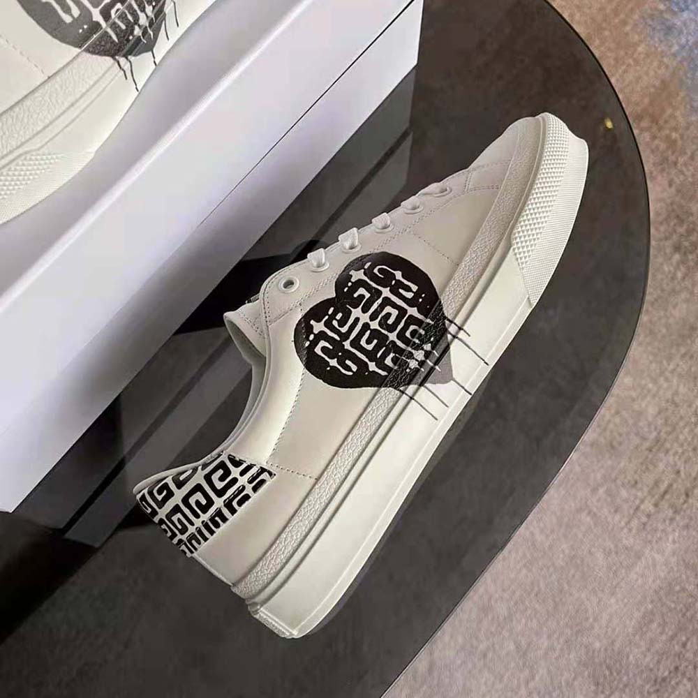Givenchy Unisex Sneakers in Leather with Tag Effect 4G Print-White - image 9