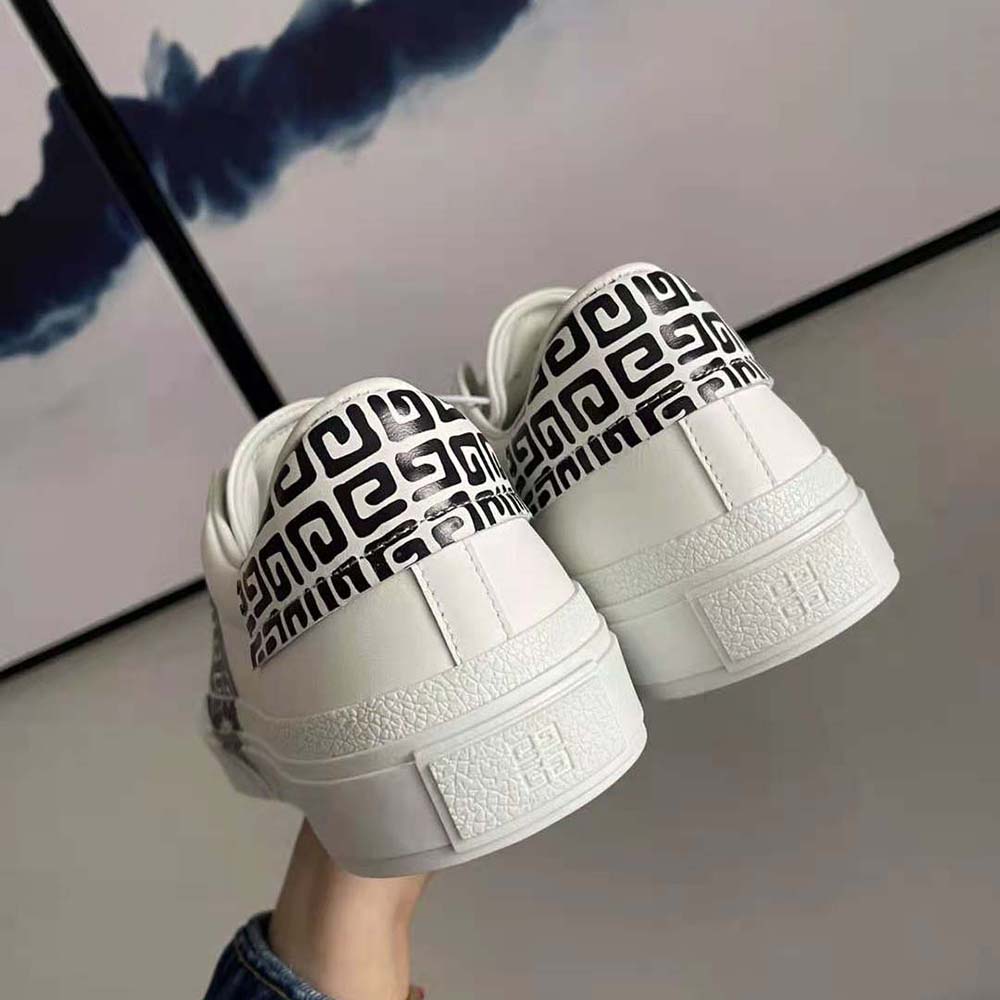 Givenchy Unisex Sneakers in Leather with Tag Effect 4G Print-White - image 7