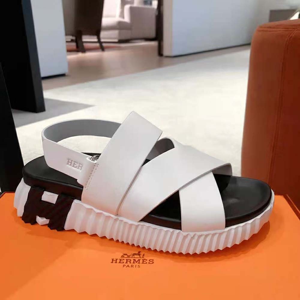 Hermes Women Electric Sandal in Calfskin-White - image 7