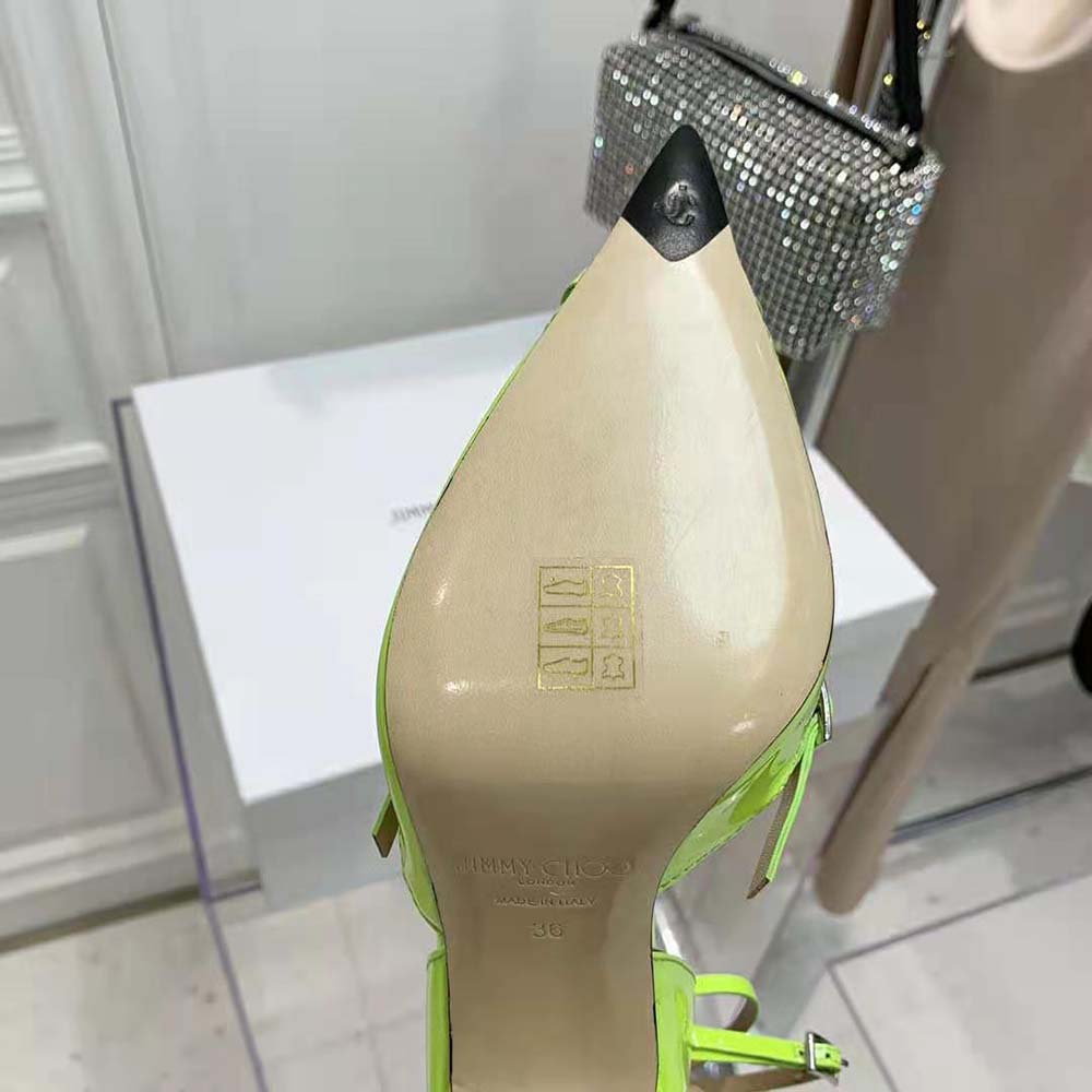 Jimmy Choo Women Mugler Strap Pump Neon Yellow Patent and Mesh Pumps with Straps - image 10