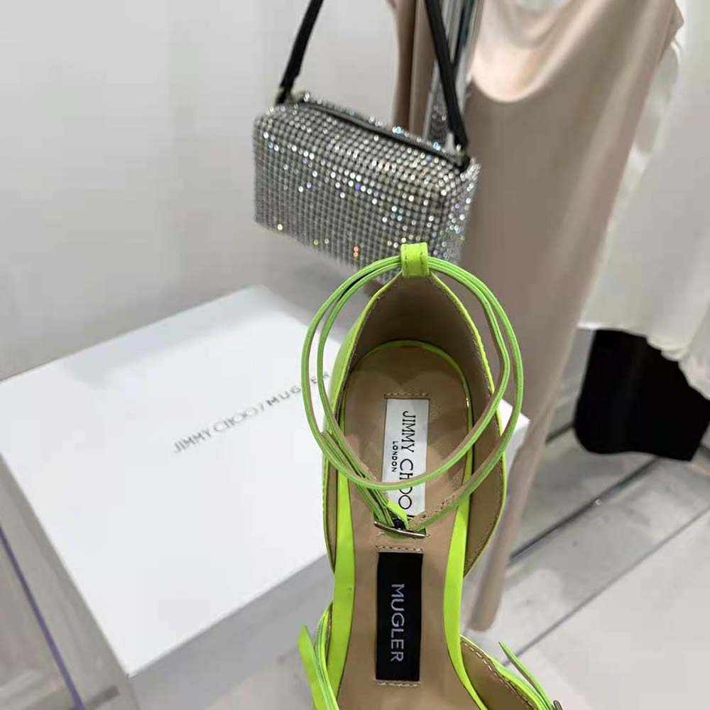 Jimmy Choo Women Mugler Strap Pump Neon Yellow Patent and Mesh Pumps with Straps - image 9