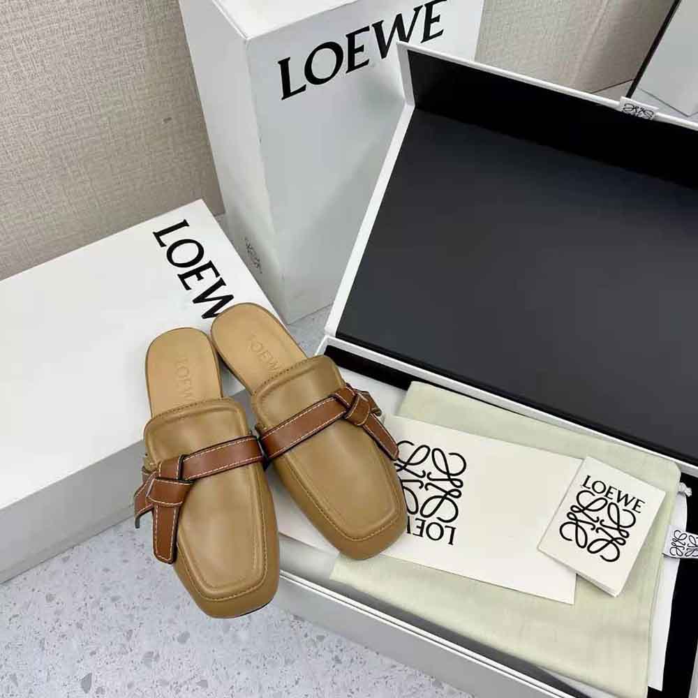 Loewe Women Gate Flat Mule in Calfskin-Brown - image 4