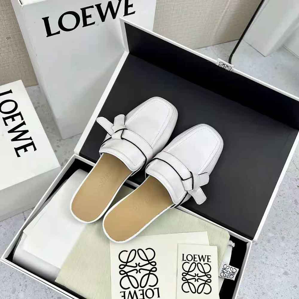 Loewe Women Gate Flat Mule in Calfskin-White - image 6