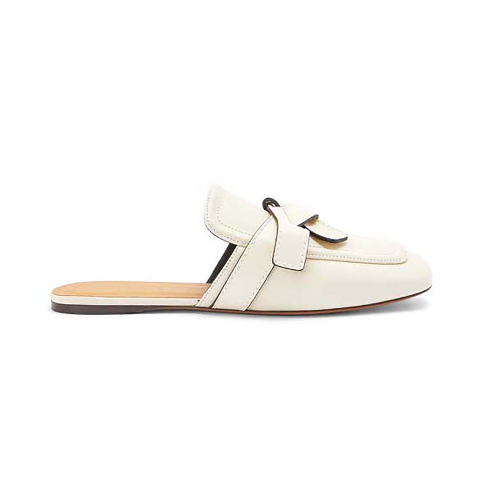 Side profile of Loewe Women Gate Flat Mule in Calfskin-White