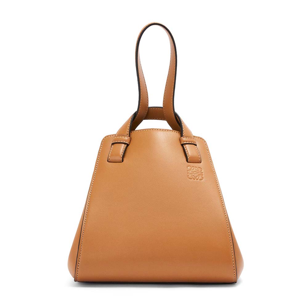 Front view of Loewe Women Hammock Nugget Bag in Nappa Calfskin-Brown