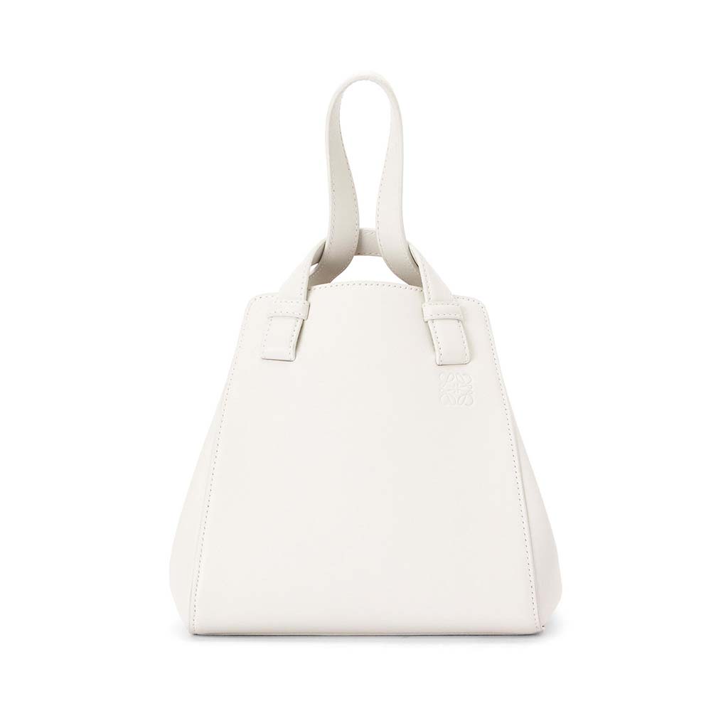 Front view of Loewe Women Hammock Nugget Bag in Nappa Calfskin-White