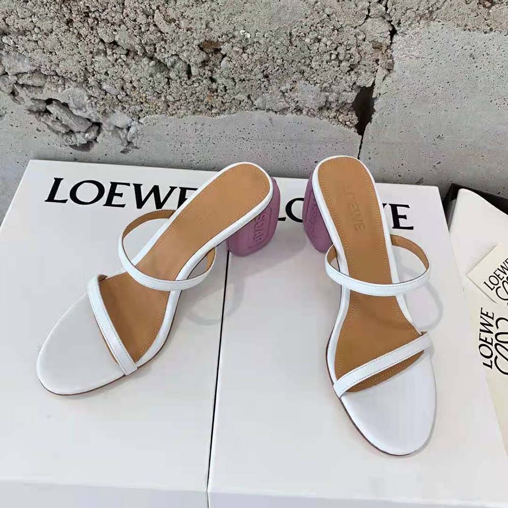 Loewe Women Soap Sandal in Goatskin 9cm Heel Height-White - image 4