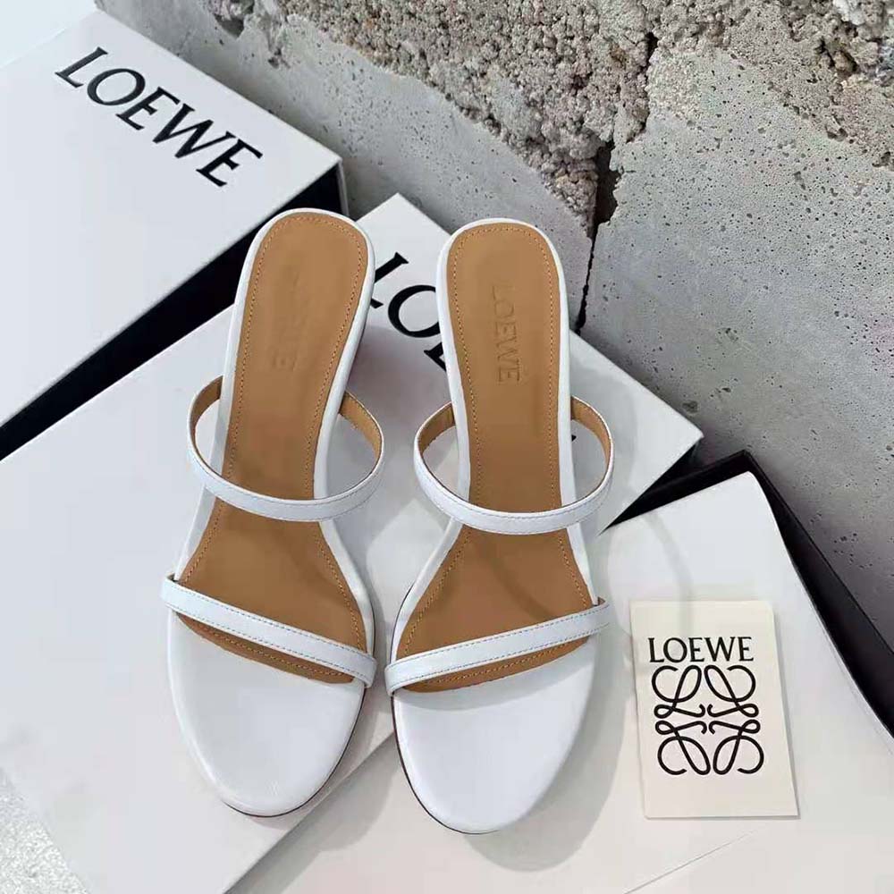 Top view showing soft white goatskin strap on Loewe Women Soap Sandal