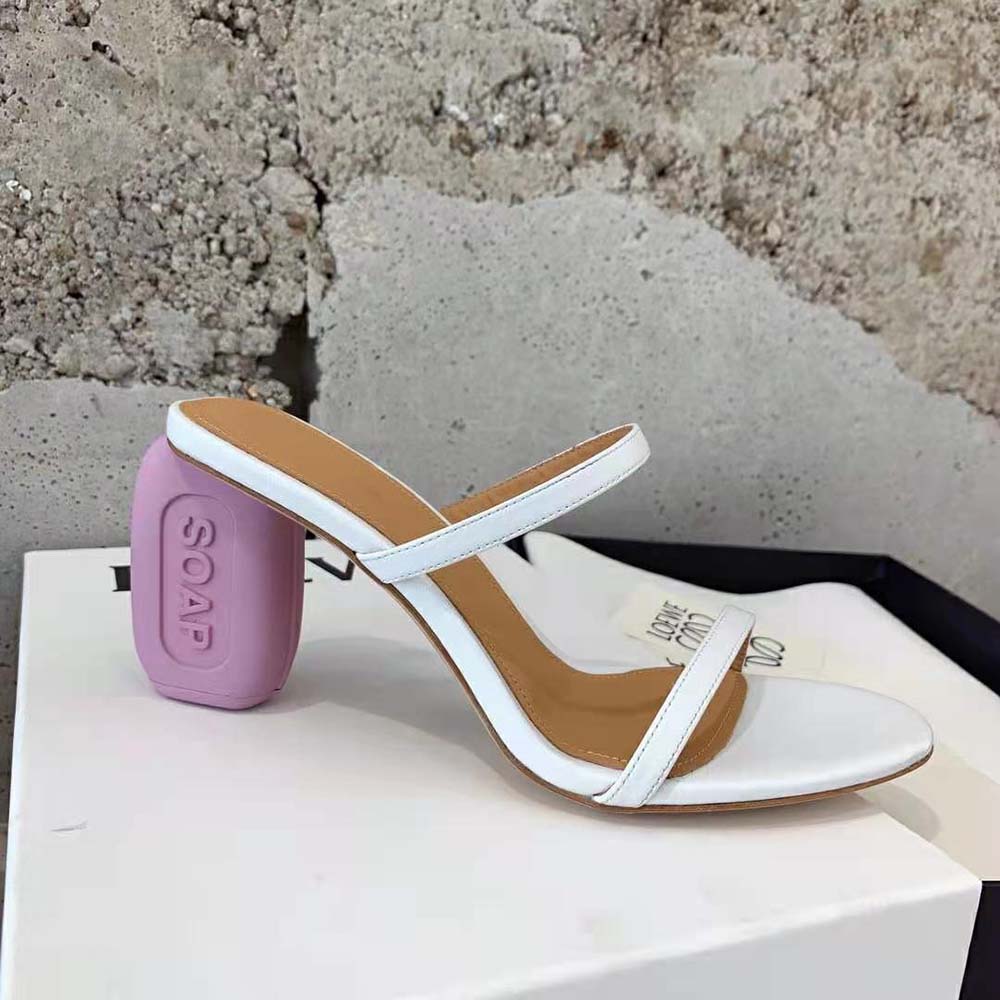 Loewe Women Soap Sandal in Goatskin 9cm Heel Height-White - image 5