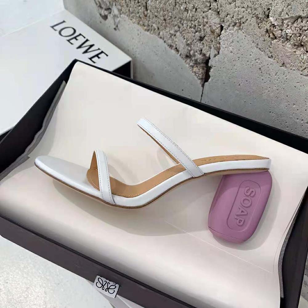 Loewe Women Soap Sandal in Goatskin 9cm Heel Height-White - image 6