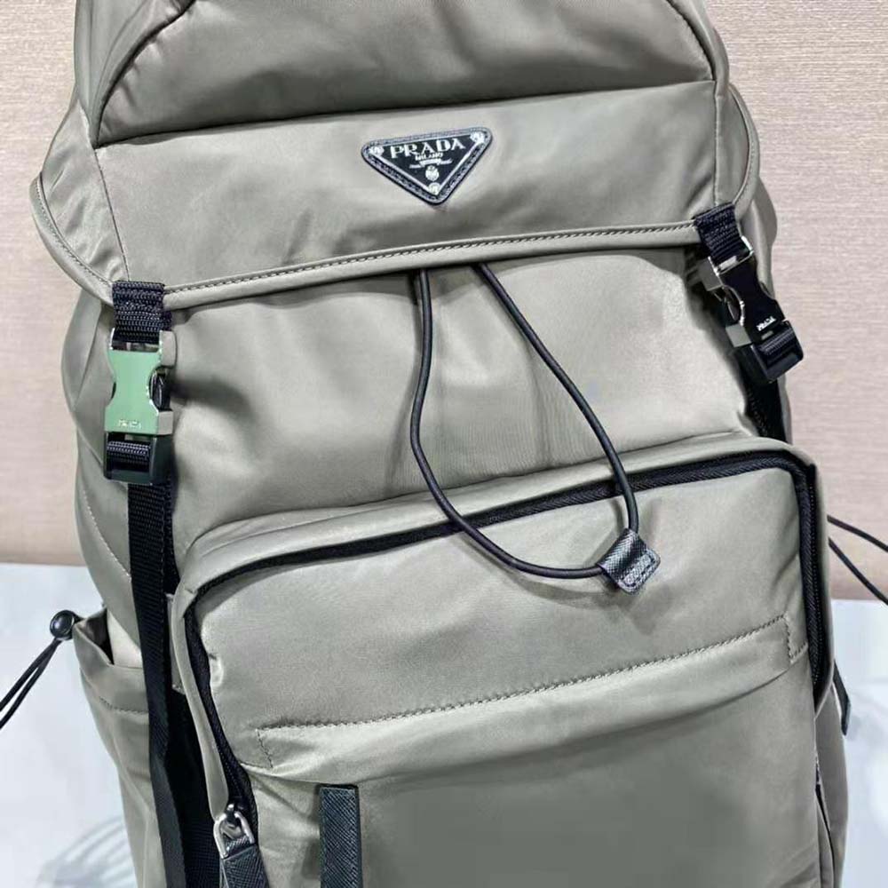 Prada Men Re-Nylon and Saffiano Leather Backpack-Silver - image 7
