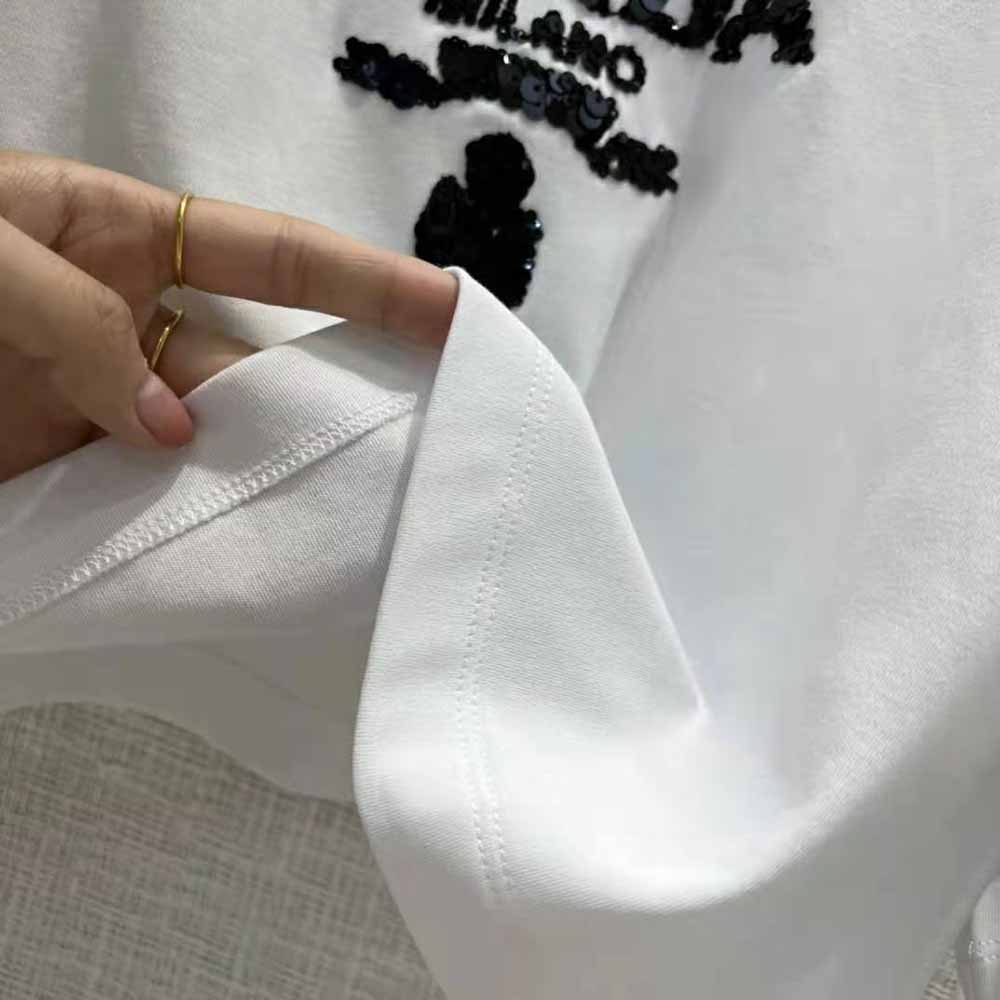 Prada Women Embroidered Interlock Crop T-shirt-White - image 7