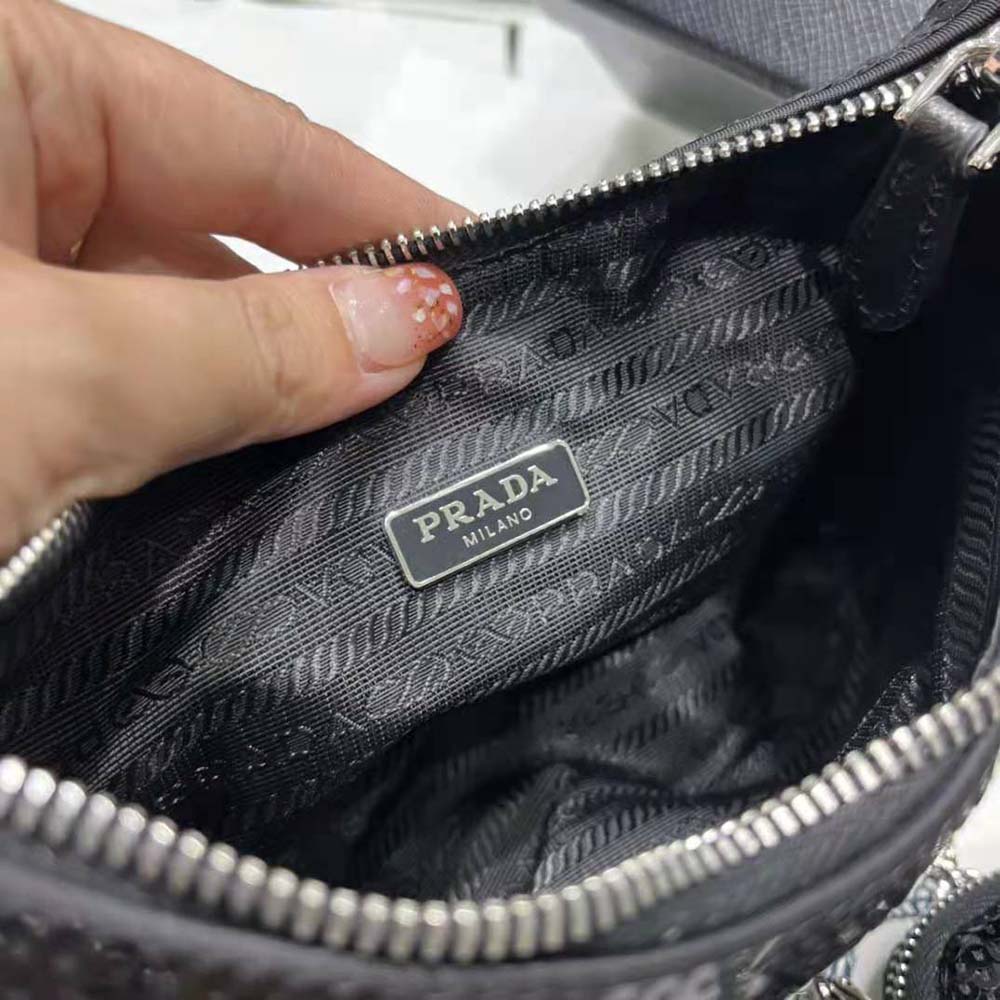 Prada Women Re-Edition 2000 Sequined Re-Nylon Mini-Bag-Black - image 10