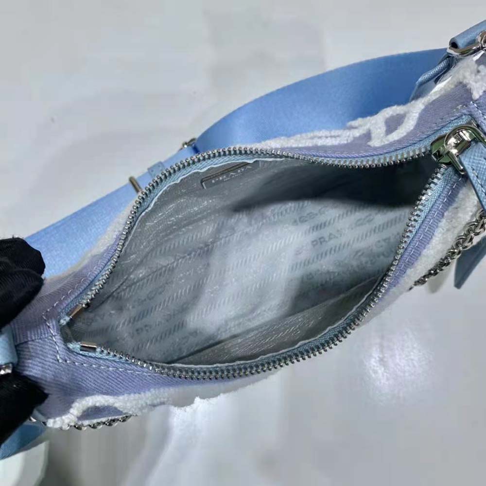 Prada Women Re-Edition 2006 Embroidered Drill Shoulder Bag-Blue - image 9