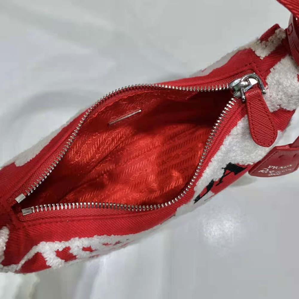 Prada Women Re-Edition 2006 Embroidered Drill Mini Bag-Red - image 9