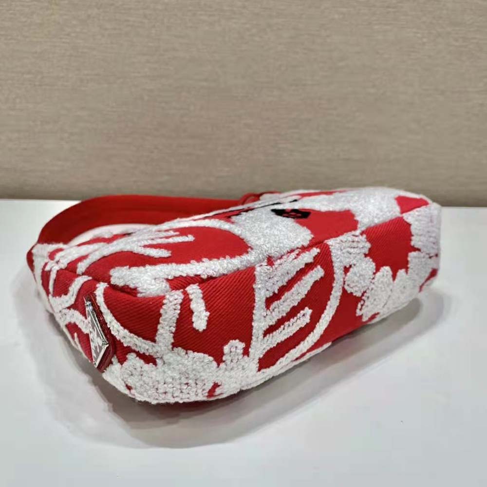 Prada Women Re-Edition 2006 Embroidered Drill Mini Bag-Red - image 7
