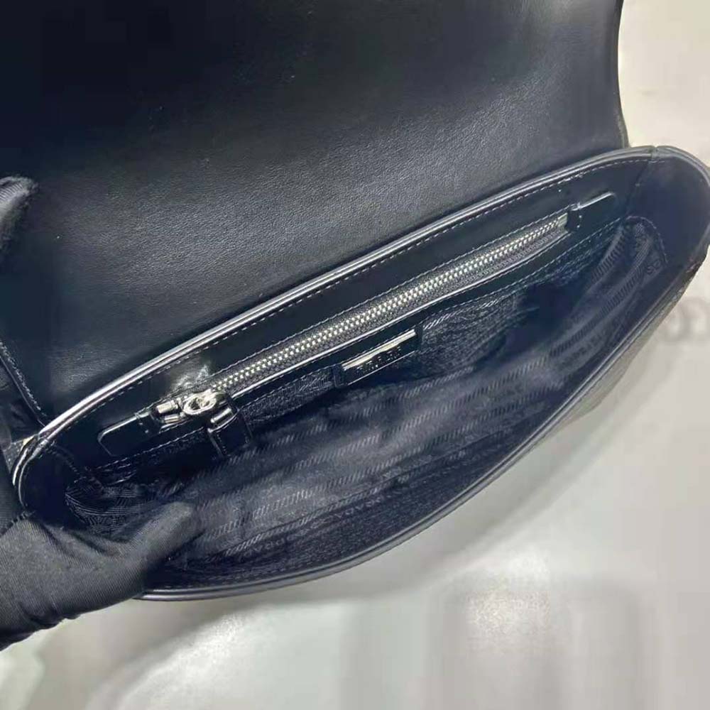 Prada Men Saffiano Leather Shoulder Bag with Sleek-Black - image 8