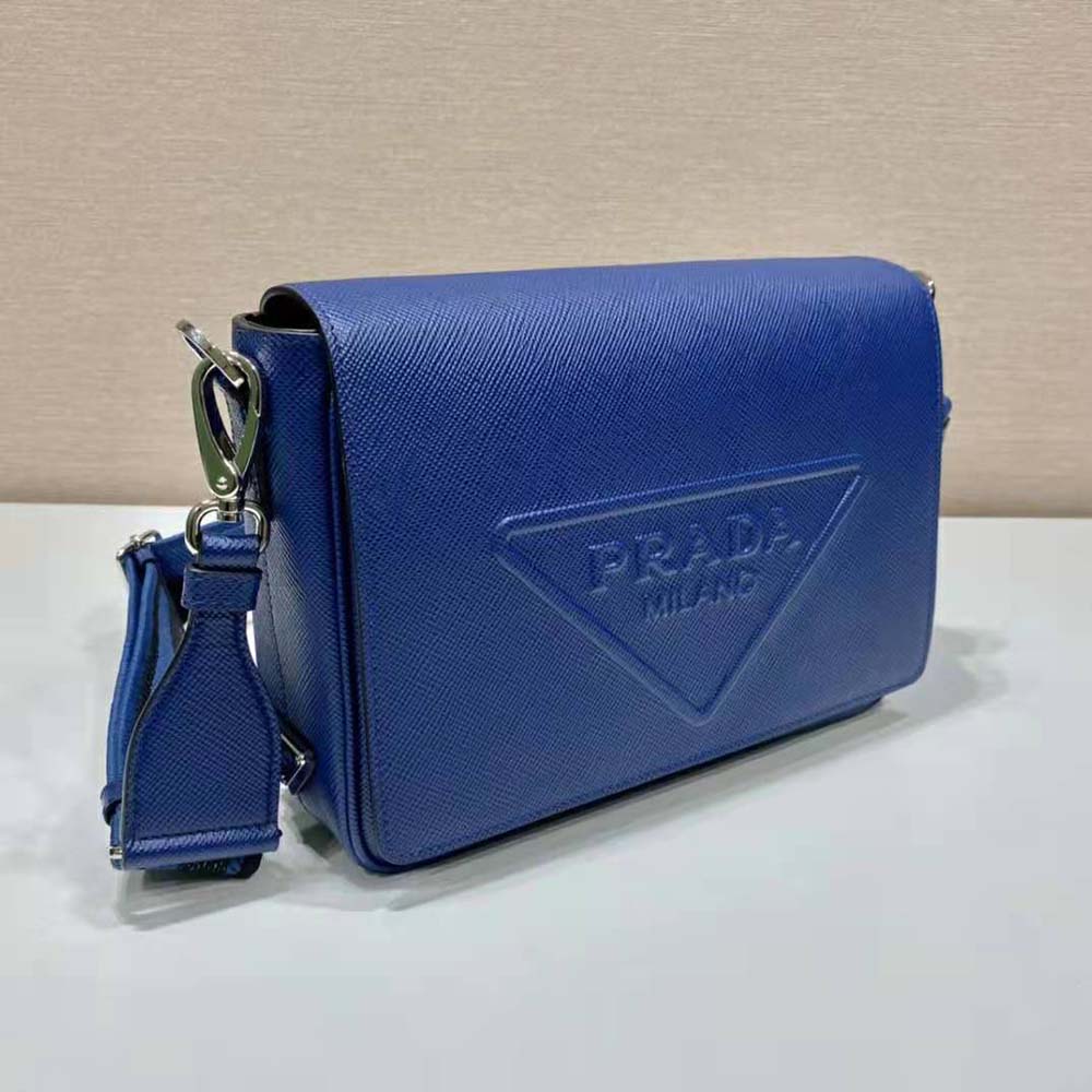 Prada Men Saffiano Leather Shoulder Bag with Sleek-Navy - image 4