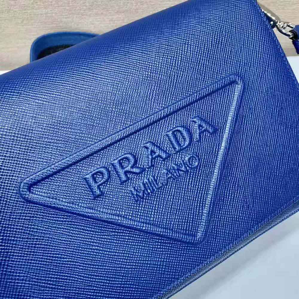 Prada Men Saffiano Leather Shoulder Bag with Sleek-Navy - image 8