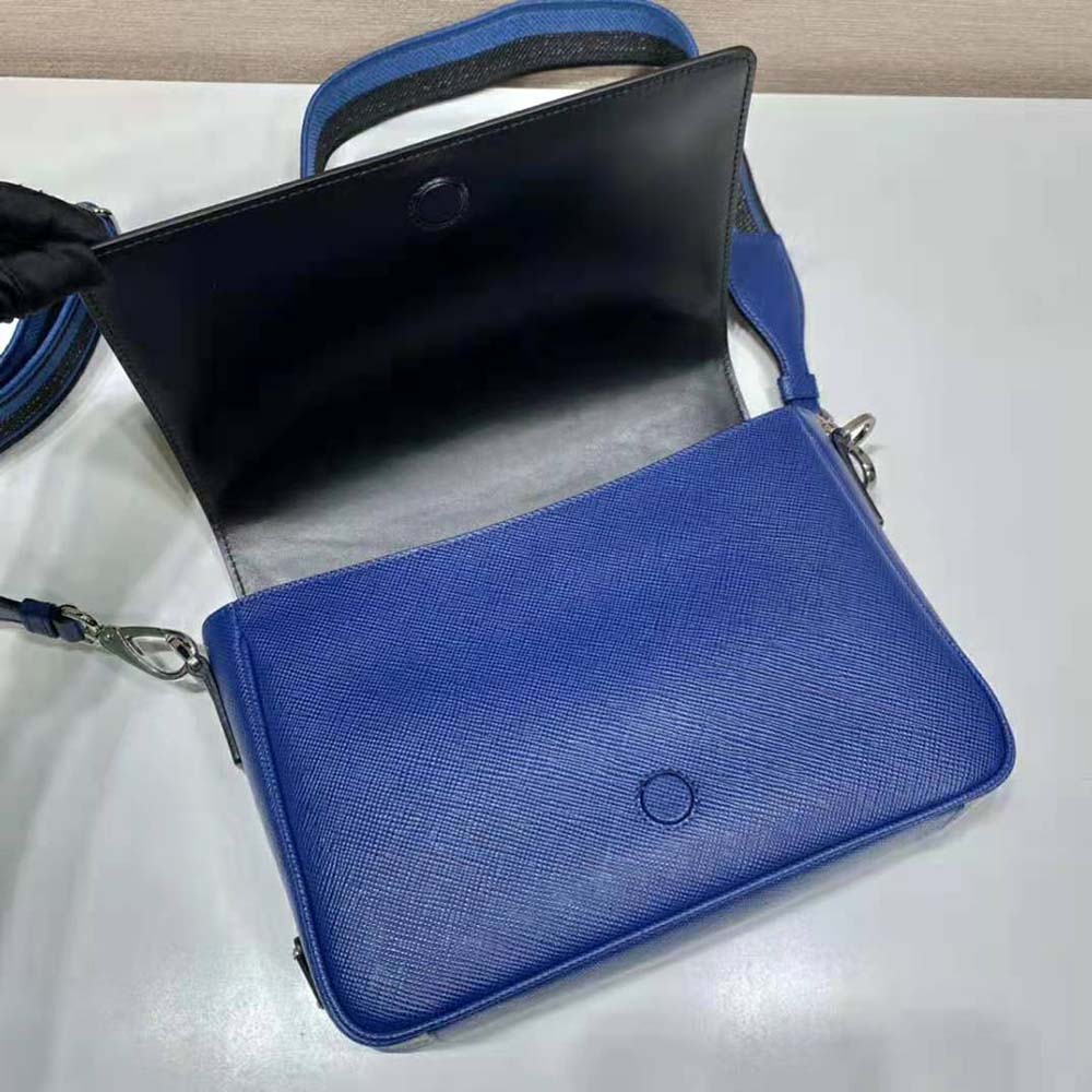 Prada Men Saffiano Leather Shoulder Bag with Sleek-Navy - image 6