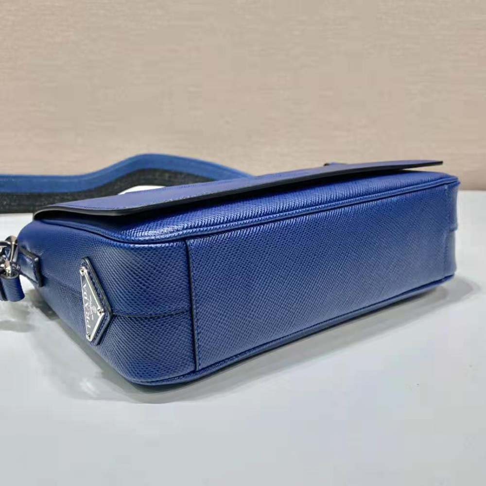 Prada Men Saffiano Leather Shoulder Bag with Sleek-Navy - image 5