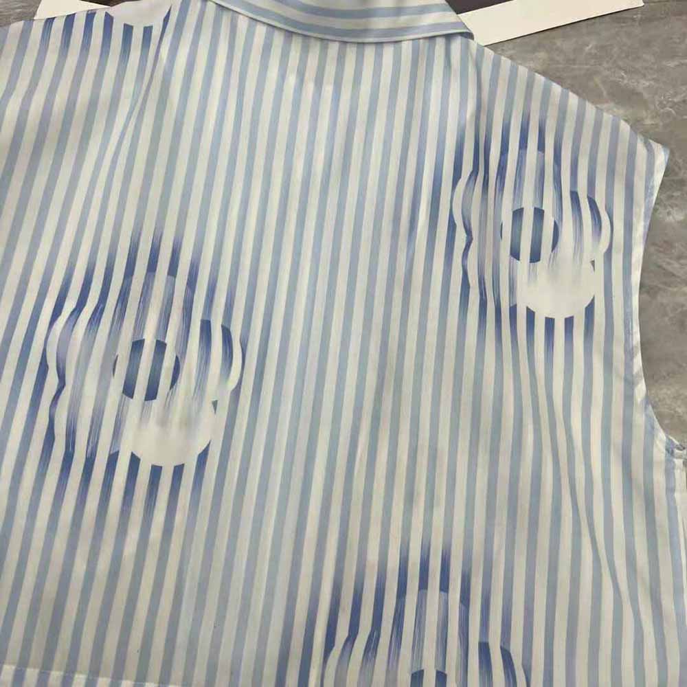 Prada Women Sleeveless Printed Poplin Shirt-Blue - image 7