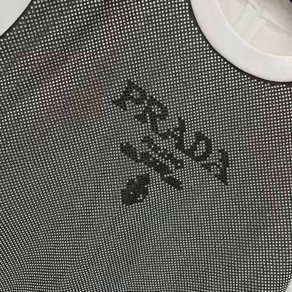 Prada Women Studded Chiffon and Jersey T-shirt-White - image 6