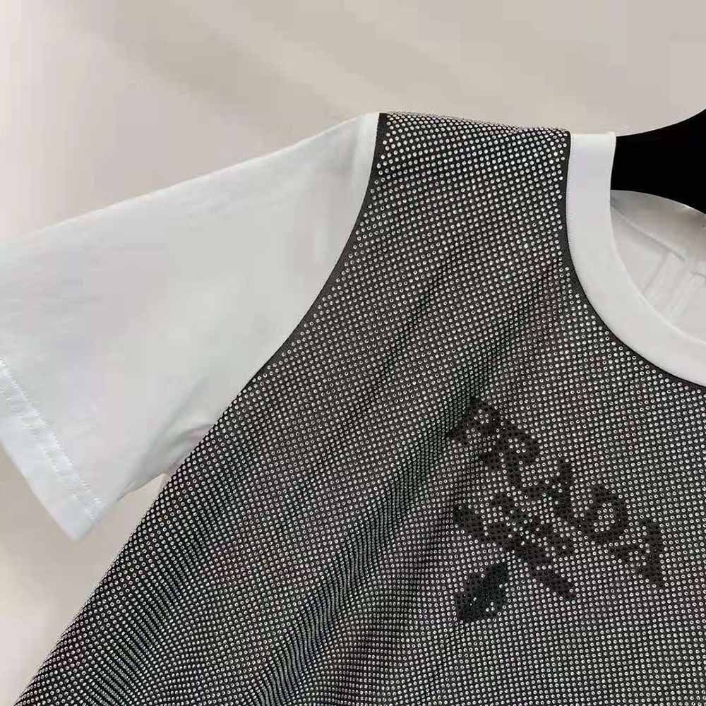 Prada Women Studded Chiffon and Jersey T-shirt-White - image 5