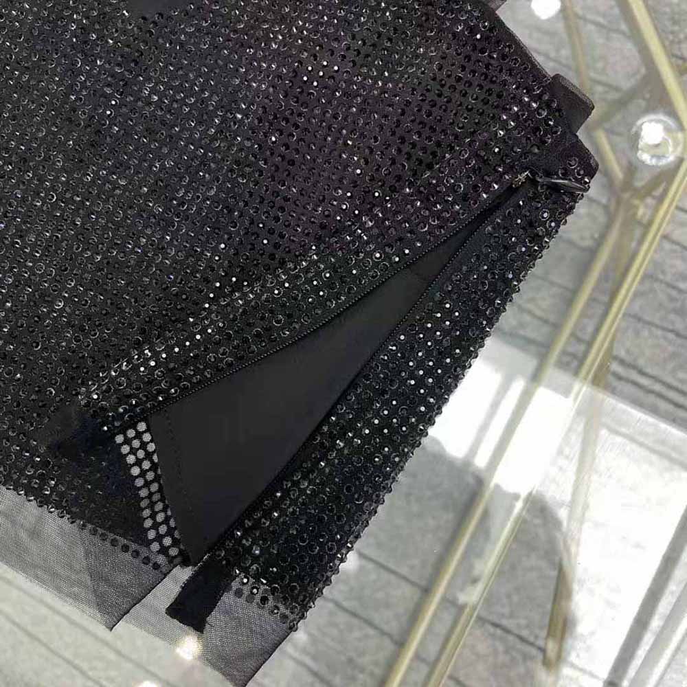 Prada Women Tulle Crop Top with Crystals-Black - image 5