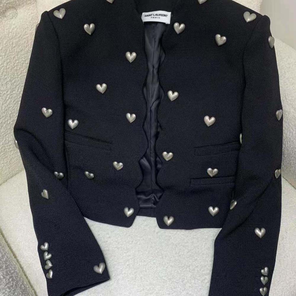 Saint Laurent YSL Women Cropped Jacket in Boucle Tweed - image 5