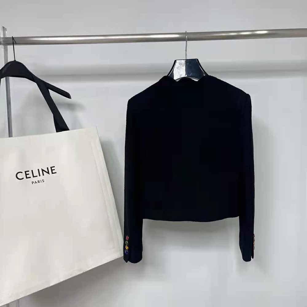 Side profile of Saint Laurent YSL Women Cropped Jacket silhouette