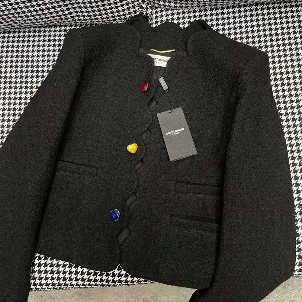 Saint Laurent YSL Women Cropped Jacket in Boucle Tweed - image 5