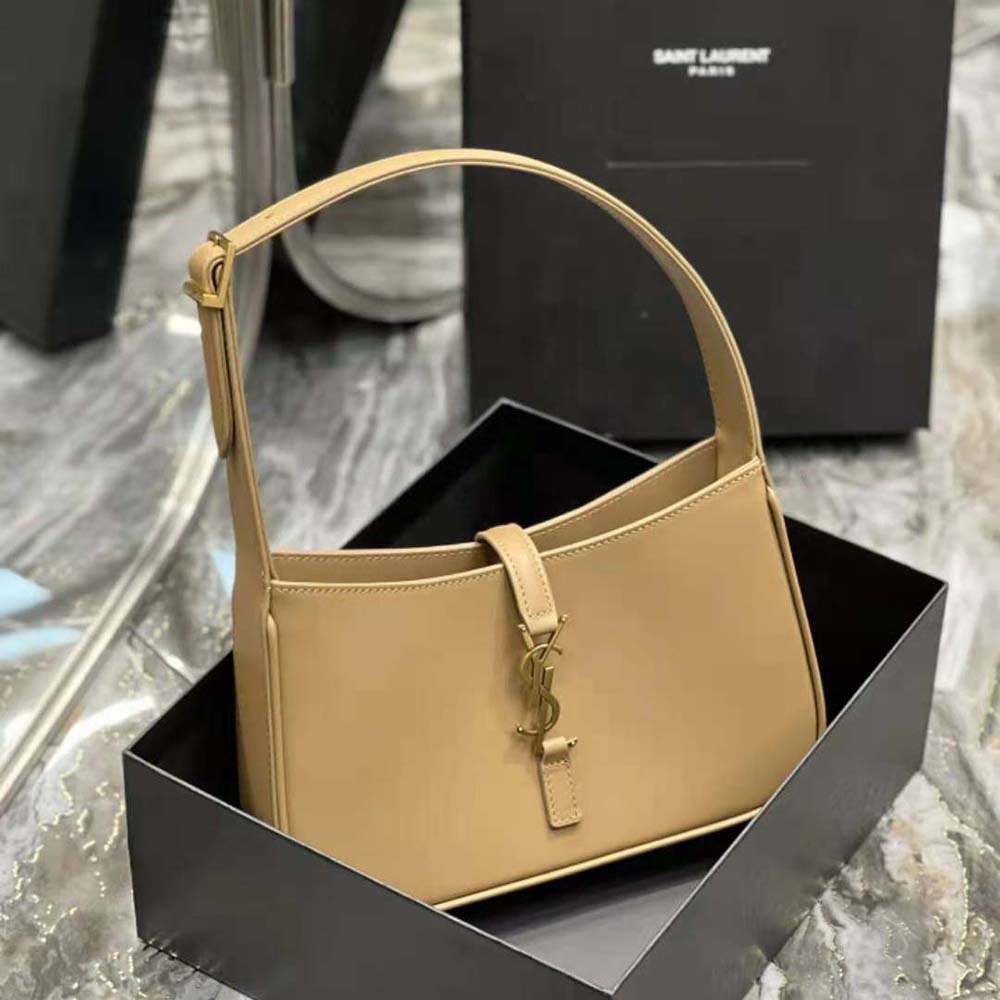 Side profile showing soft silhouette of Saint Laurent YSL Women Le 5 A 7 Hobo Bag