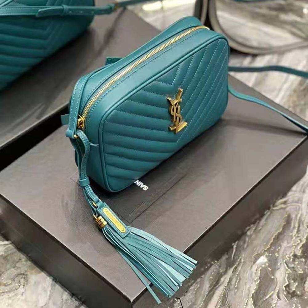 Saint Laurent YSL Women Lou Camera Bag in Supple Quilted Leather-Dark Green - image 4