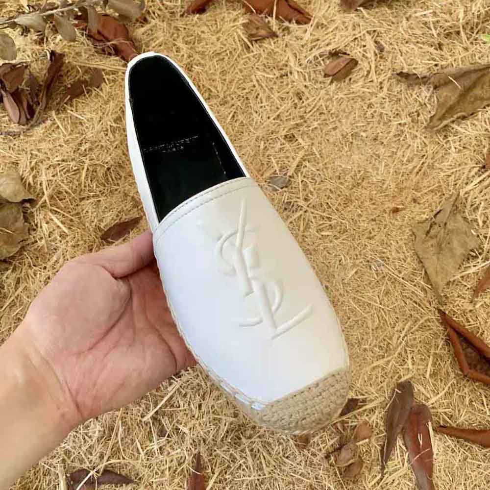 Saint Laurent YSL Women Monogram Espadrilles in Lambskin-White - image 9
