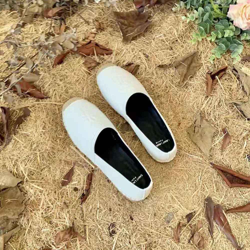 Saint Laurent YSL Women Monogram Espadrilles in Lambskin-White - image 5
