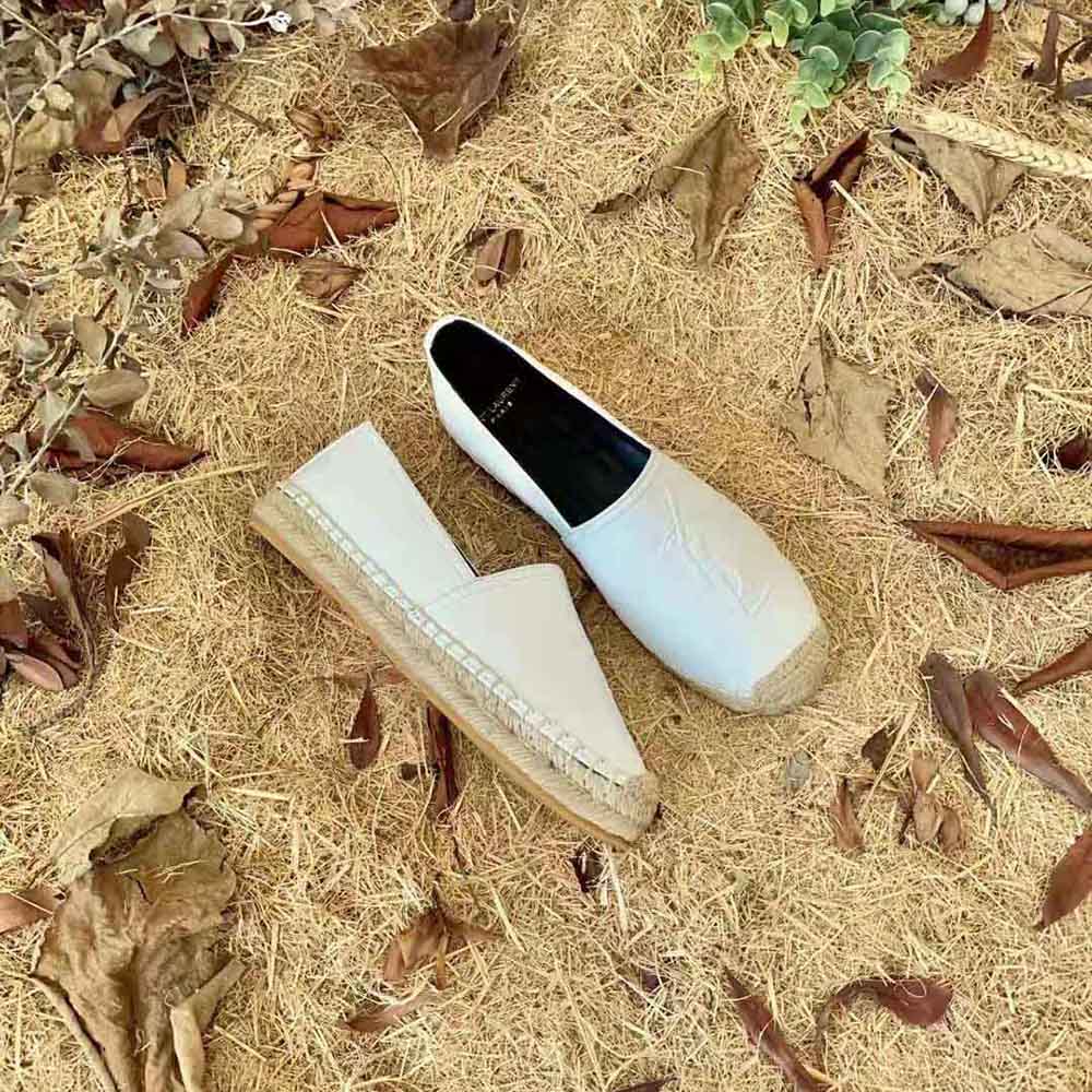 Saint Laurent YSL Women Monogram Espadrilles in Lambskin-White - image 7