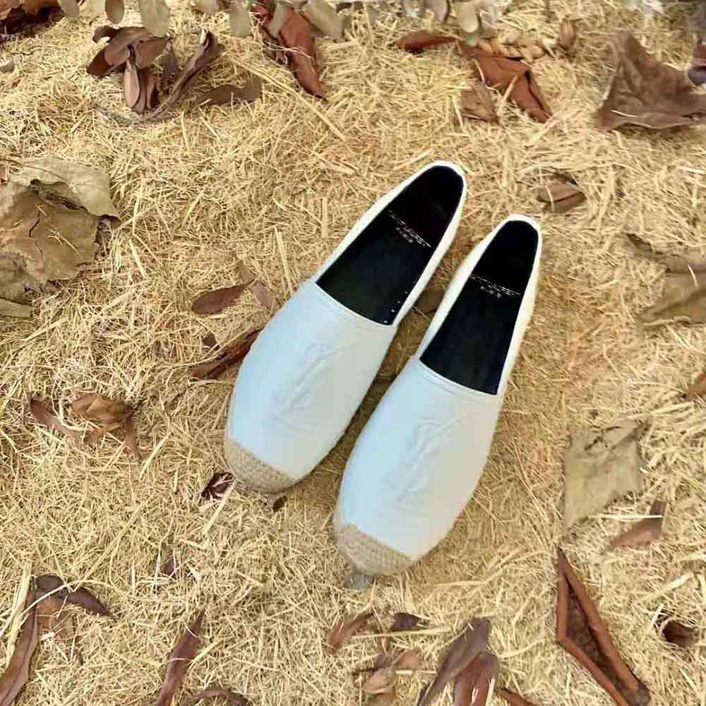 Top-down view showing slip-on silhouette of Saint Laurent YSL espadrilles