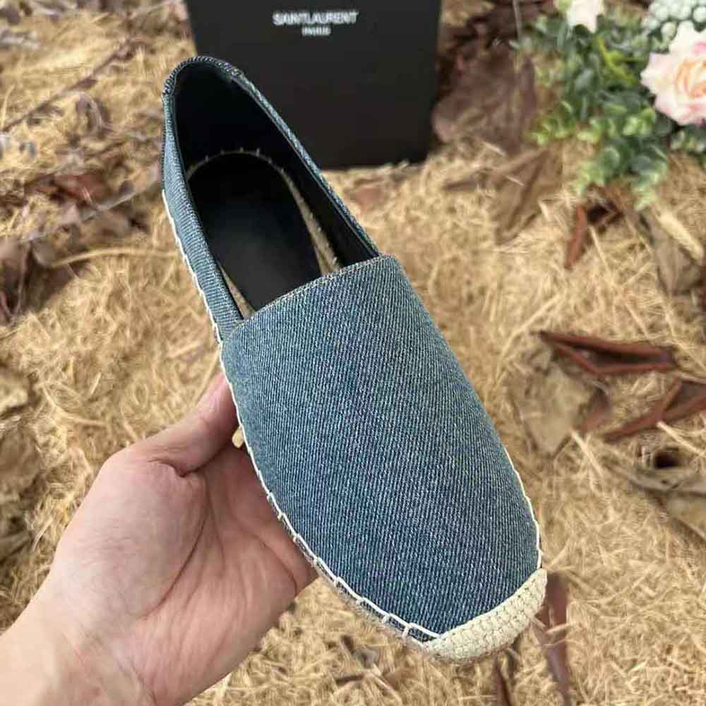 Saint Laurent YSL Women Ysl Embroidered Espadrilles in Denim-Navy - image 8
