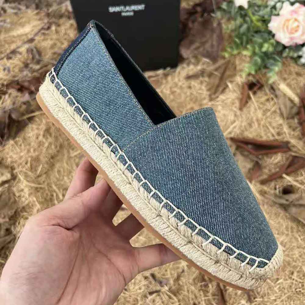 Saint Laurent YSL Women Ysl Embroidered Espadrilles in Denim-Navy - image 9