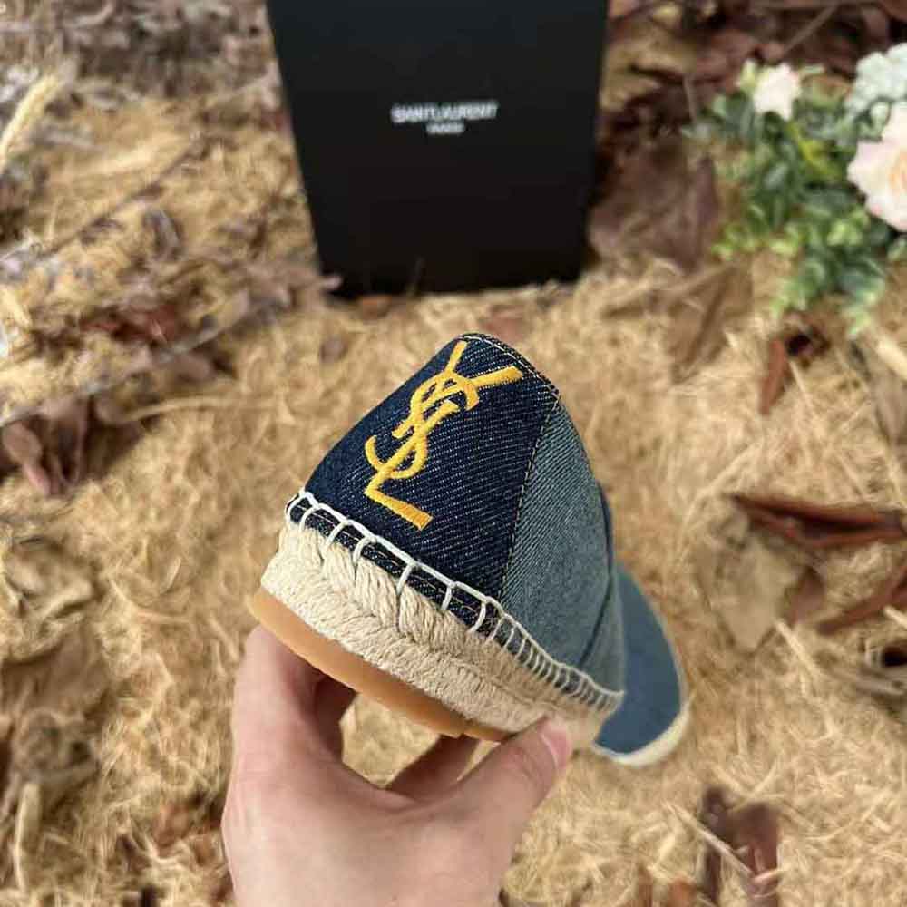 Saint Laurent YSL Women Ysl Embroidered Espadrilles in Denim-Navy - image 10